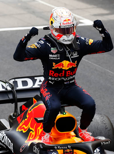 Max Verstappen na z'n overwinning tijdens de Grand Prix van Monaco in 2021.