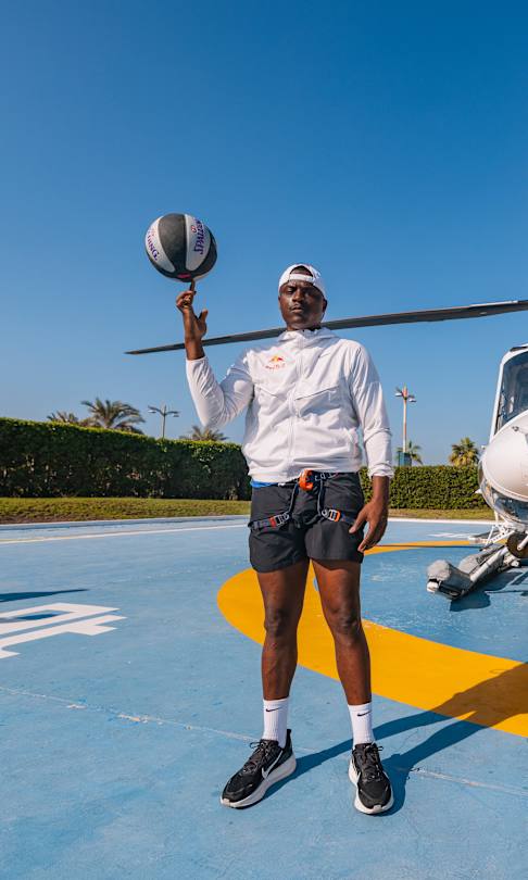 Chris Matthews 'Lethal Shooter' is seen during Red Bull Heli Hoop at Falcon Heli Tour in Dubai, United Arab Emirates on November 22, 2025