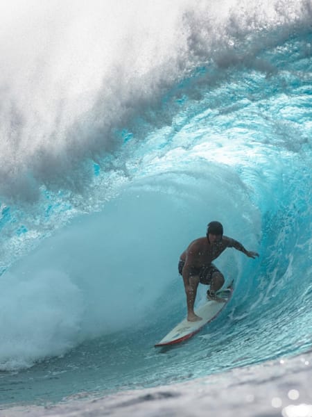 After a string of near tragedies over the past few North Shore winters, local charger Kalani Chapman is one of a few dedicated Pipe surfers who've taken to wearing a helmet when things get serious.