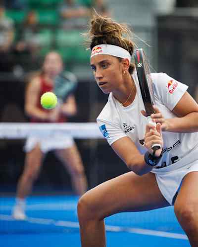 Beatriz González Fernandez of Spain competes during the Ooredoo Qatar Major Premier Padel in Doha, Qatar on March 4, 2024