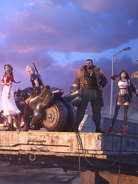 El grupo en torno a Cloud, Aerith y Tifa. Con Final Fantasy 7 Remake, Square Enix se atreve a encontrar un equilibrio entre el original y el remake.
