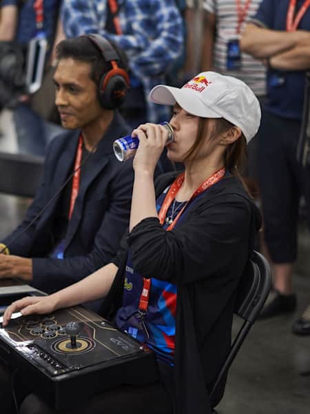 La pro de Tekken Kana 'Tanukana' Tani à Evo 2019 au centre de convention de Mandalay Bay à Las Vegas. 