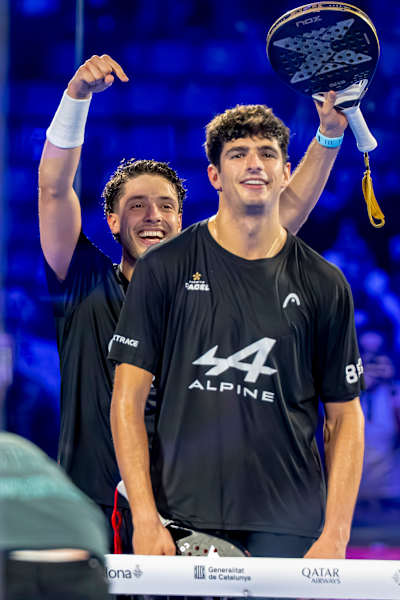Arturo Coello, Agustin Tapia competing in Final the Premier Padel 2025 Finals semifinals in Barcelona, ​​Spain on December 14, 2025