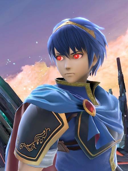 A promotional screenshot of a possessed Marth in Super Smash Bros. Ultimate.