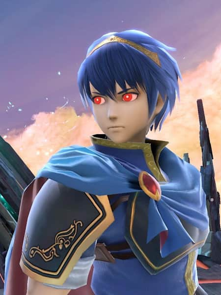 A promotional screenshot of a possessed Marth in Super Smash Bros. Ultimate.