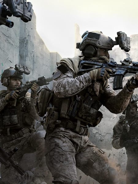 Vijf zwaarbewapende personages in Call of Duty: Modern Warfare