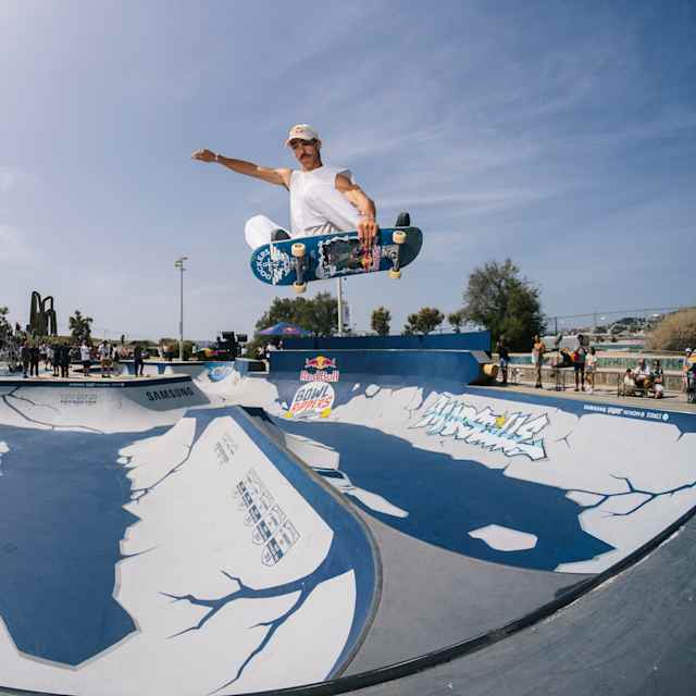 Spanish skater Danny León in action during Red Bull Bowl Rippers 2023 at the Prado Bowl in Marseille.