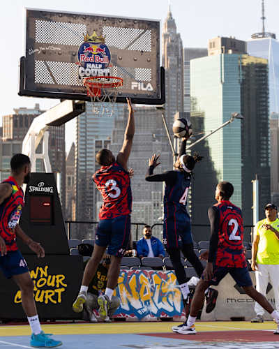 Participants perform during Red Bull Half Court world final in Brooklyn, New York, USA on October 19, 2024