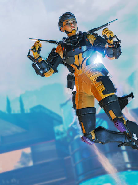Valkyrie hebt mit ihrem Jetpack ab. Die Fähigkeiten der neuen Figur aus Apex Legends Season 9 drehen sich um das Gadget