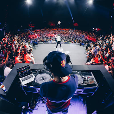 DJ Sonicko performs during the Red Bull Batalla National Final in Mexico City, Mexico on August 26, 2023.