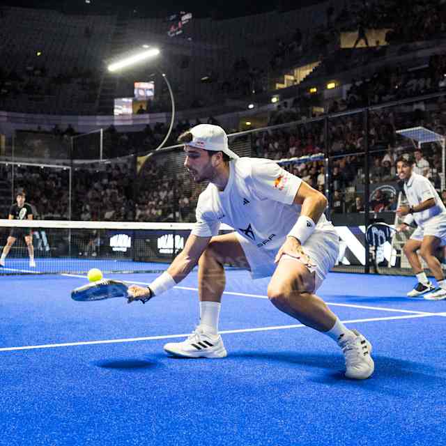 Alejandro Galán of Spain in action during the BNL Italy Major Premier Padel in Rome, Italy on June 23, 2024