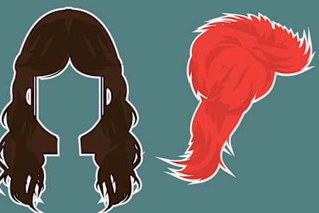 Un dibujo con un corte de pelo típico de heavy rock y el de David Bowie como Ziggy Stardust.