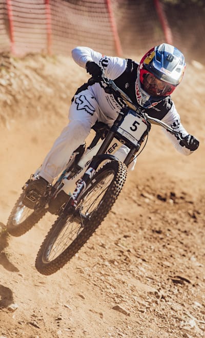 Laurie Greenland performs at UCI DH World Cup in Lenzerheide, Switzerland on September 4, 2021.