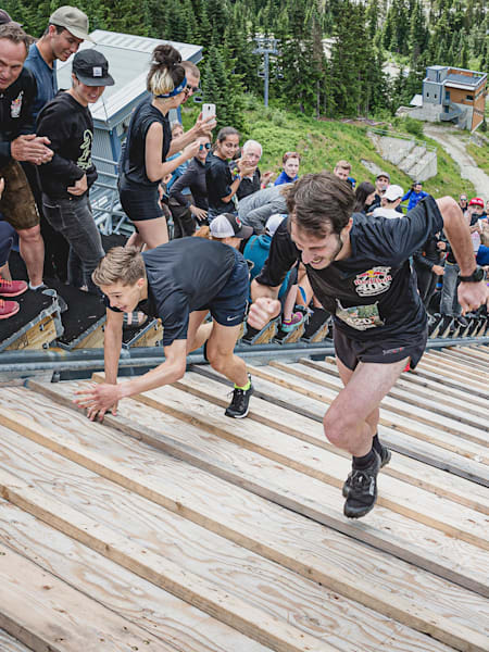 Erik Resell and Alexandre Ricard battle for first place at Whistler.