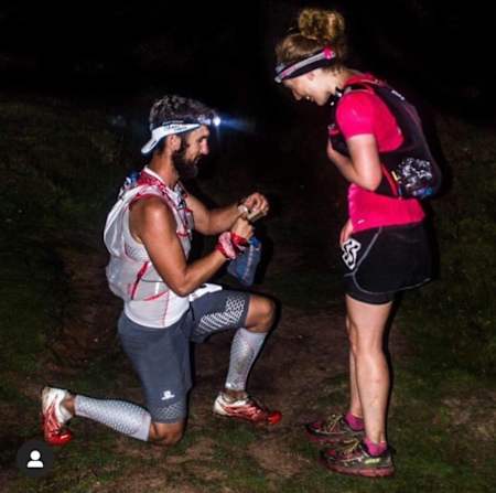 Ryan Hogben proposes during the 100km St Cuthbert’s Way Ultra marathon