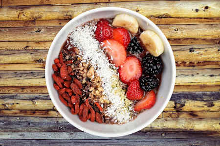 A bowl with a healthy breakfast. 