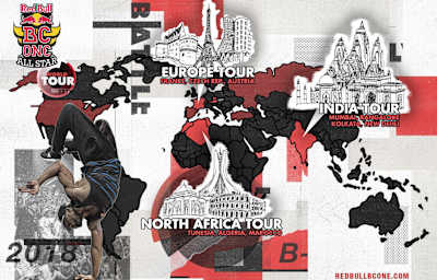 Red Bull BC One All Star World Tour locations in 2018.