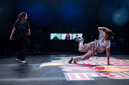 B-Girl Jo battles B-Girl Glib at Red Bull BC One Cypher India 2021.