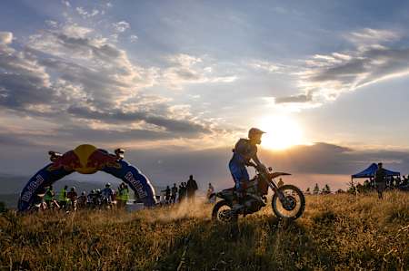 Competitor performs during the first off road day of FIM Hard Enduro World Championship 2022 Stop 5 - Red Bull Romaniacs in Sibiu, Romania on July 27, 2022.