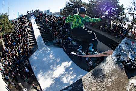 Ryan Paul jumps off the wall at Red Bull Heavy Metal 2023 in Detroit