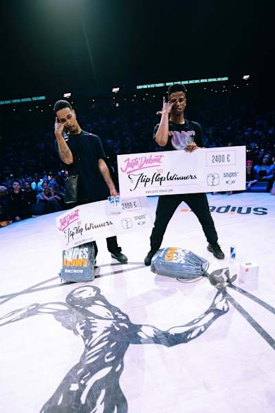 Diablo and Stalamuerte celebrate their victory at Juste Debout 2019 in France.