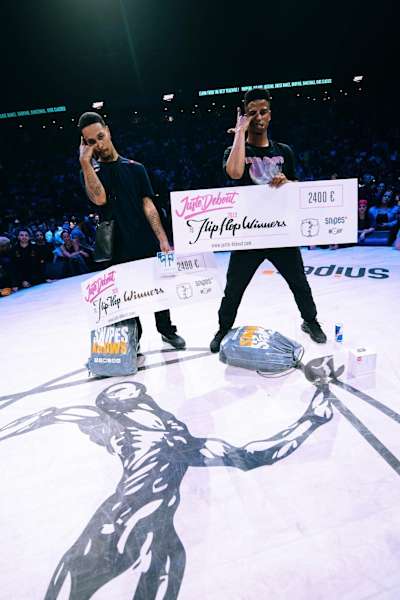 Diablo and Stalamuerte celebrate their victory at Juste Debout 2019 in France.