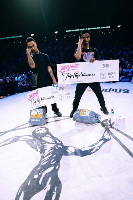 Diablo and Stalamuerte celebrate their victory at Juste Debout 2019 in France.
