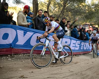 Tom Pidcock competing at UCI CX WC Benidorm on January 23, 2023.