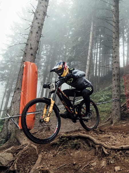Finn Iles performs at UCI DH World Cup in Lenzerheide, Switzerland 