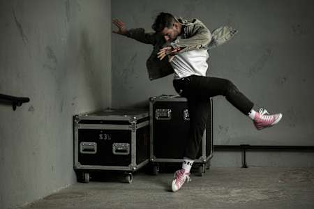 Kid David danse lors des finales américaines de Red Bull Dance Your Style.