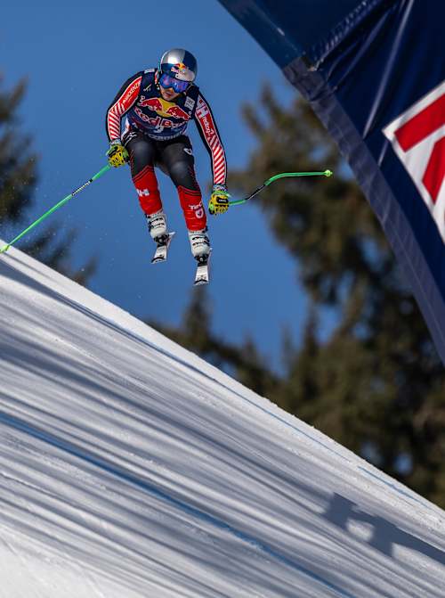 James 'Jack' Crawford skis in Kitzbühel, Austria on January 22, 2025.