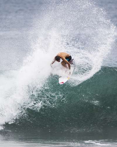 Surfer Gabriel Villarán delivers an epic surf manoeuvre at Playa Hermosa, Costa Rica, capturing unstoppable Red Bull energy at its finest, April 29, 2014