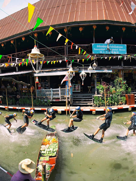 Dominik Gührs wakeboarding in Bangkok.