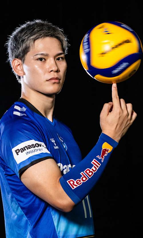 In 2024, Yuji Nishida, a volleyball player for Panasonic Panthers and the Japanese men's national team, poses with a ball in Tokyo.