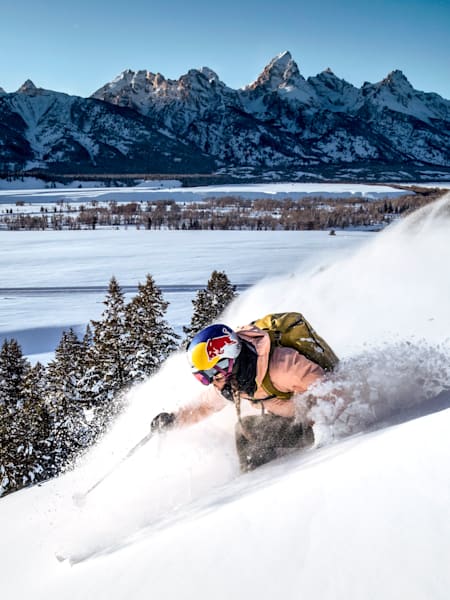 Freeskier Michelle Parker in Wyoming, 2019.