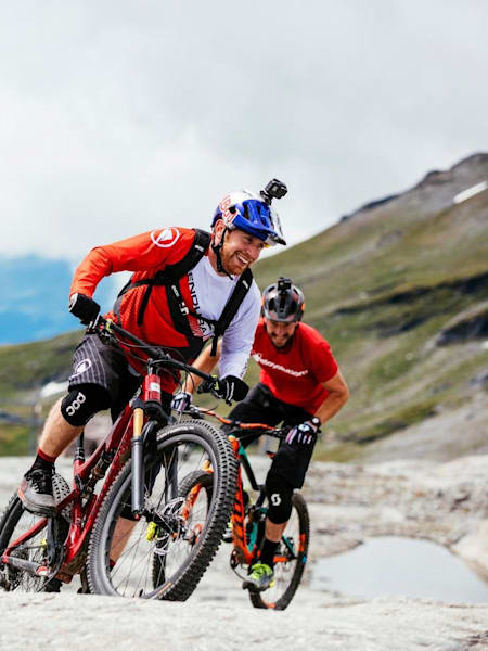 Claudio Caluori and Danny MacAskill ride in Switzerland.