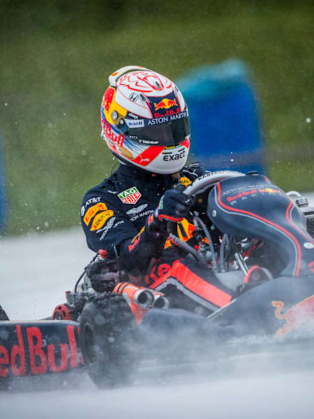 Max Verstappen of Netherlands and Red Bull Racing performs at the Bulls on Ice event at Flavonice on February 4, 2019 in Biddinghuizen, Netherlands.