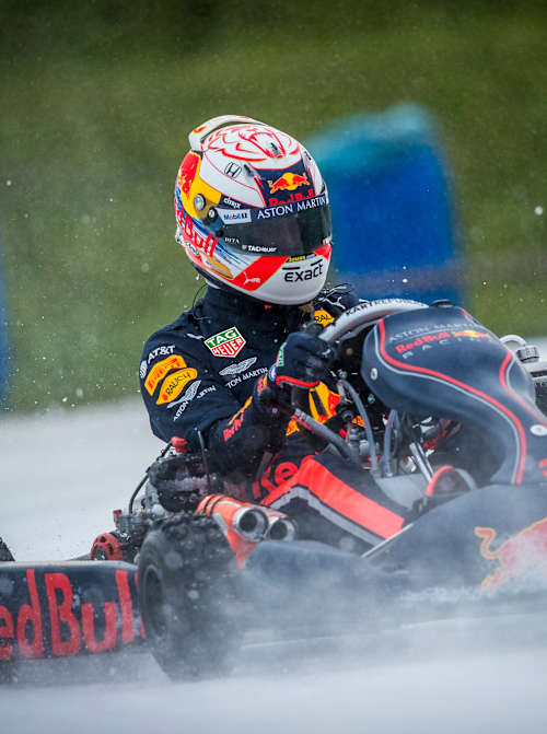 Max Verstappen of Netherlands and Red Bull Racing performs at the Bulls on Ice event at Flavonice on February 4, 2019 in Biddinghuizen, Netherlands.