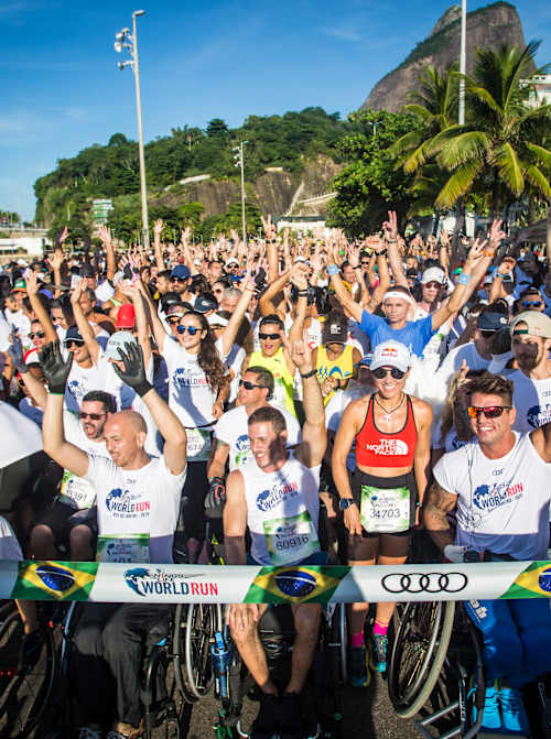 Participants start during the sixth edition of the Wings for Life World Run in Rio de Janeiro, Brazil on May 5, 2019.