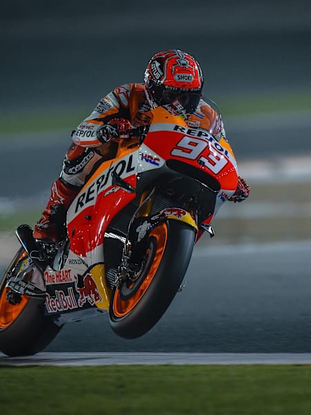 Repsol Honda's Marc Márquez racing during the MotoGP of Qatar 2016 at Losail International Circuit, Doha on March 20, 2016