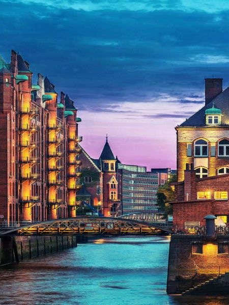 Foto der Speicherstadt in Hamburg.
