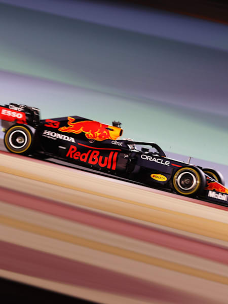 Max Verstappen drives for Red Bull Racing Honda at the Formula One Bahrain Grand Prix on March 28, 2021.