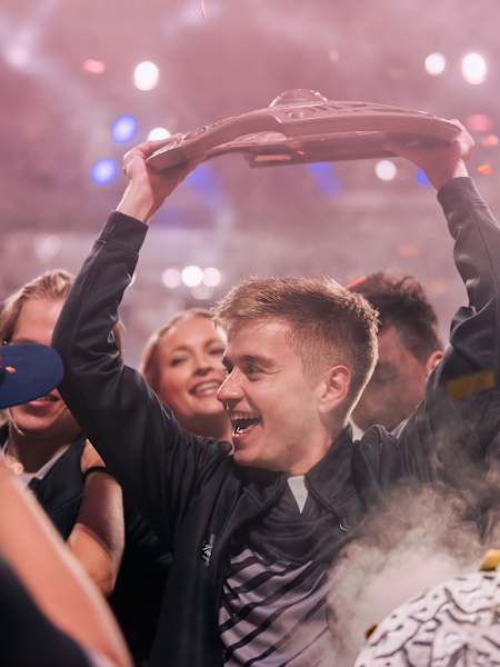 N0Tail lifts the Aegis at The International 2019 in Shanghai, China on August 25, 2019.