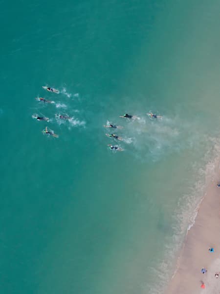The swim takes place in two bodies of water – separated by a sprint on land