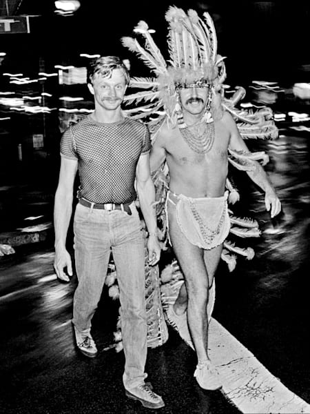 A gay couple walk down Oxford Street Darlinghurst Sydney on January 1 1983