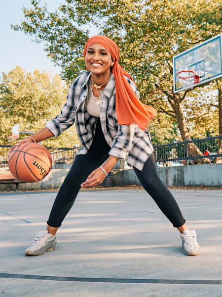 Jamad Fiin shows off her skills at a photo shoot in Boston in October 2020