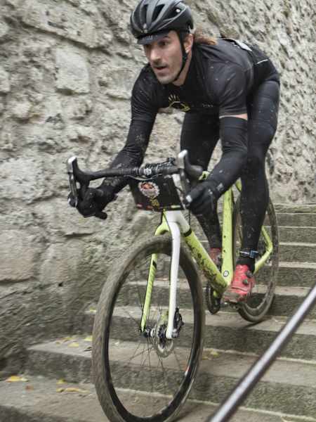 Fabian Cancellara performs at the Red Bull Velodux in Estavayer-Le-Lac, Switzerland on November 4, 2017