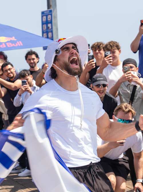 Arda Saatçi celebrates at Red Bull Cyborg Season Ultra 600 finish