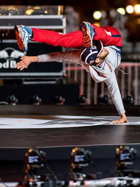 B-boy Lilou performs during the shooting of the announcement clip of the Red Bull BC One World Final 2021 in Gdansk, Poland on September 23, 2020