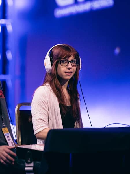 Leah "Gllty" Hayes competing in UMVC3 at Evo 2014